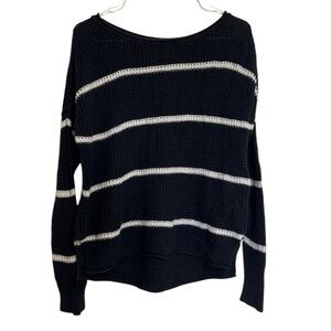 Hollister Navy and White Striped Knit Sweater Size XS